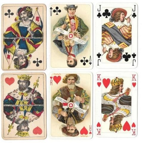 Trois jeux de cartes de Müller à Schaffhouse: portrait de luxe, Suisse historique et cartes de bridge Richelieu