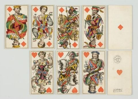 Nationalitäten-Tarock von Johann Georg Steiger, Wien 1839, Karo- und Herz-Karten